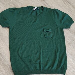 Red Valentino Green Kids Sweater with Pocket